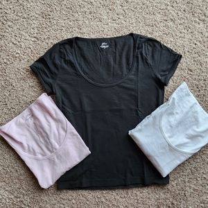 J Crew NWOT Organic Cotton Slub Tees Black White Blush